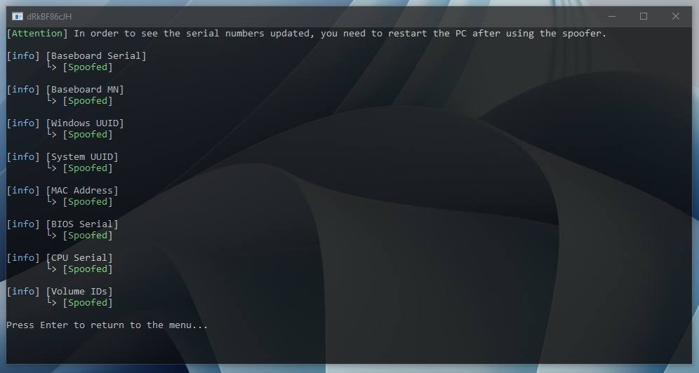 ubgg for HWID Spoofer — screenshot 2